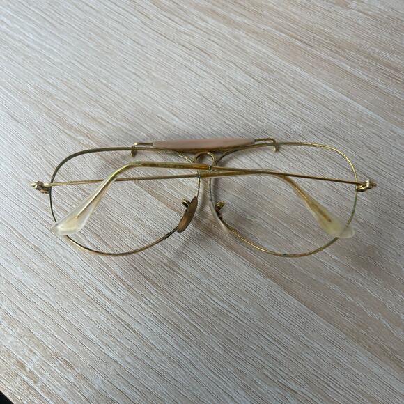 Vintage B&L Ray-Ban Bullet Hole Shooter Aviator Sunglasses FRAMES ONLY Gold - Picture 4 of 8